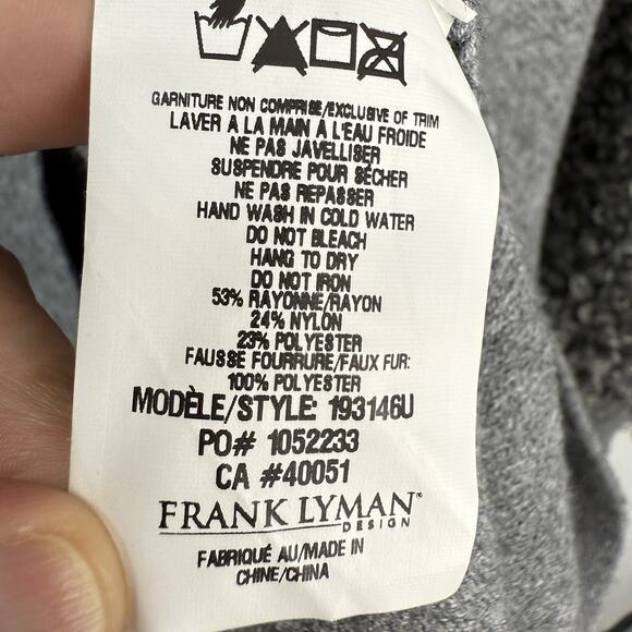 Frank Lyman Cardigan Sweater Size Large Gray Boucle knit Puff Cuffs Pockets - Picture 9 of 11